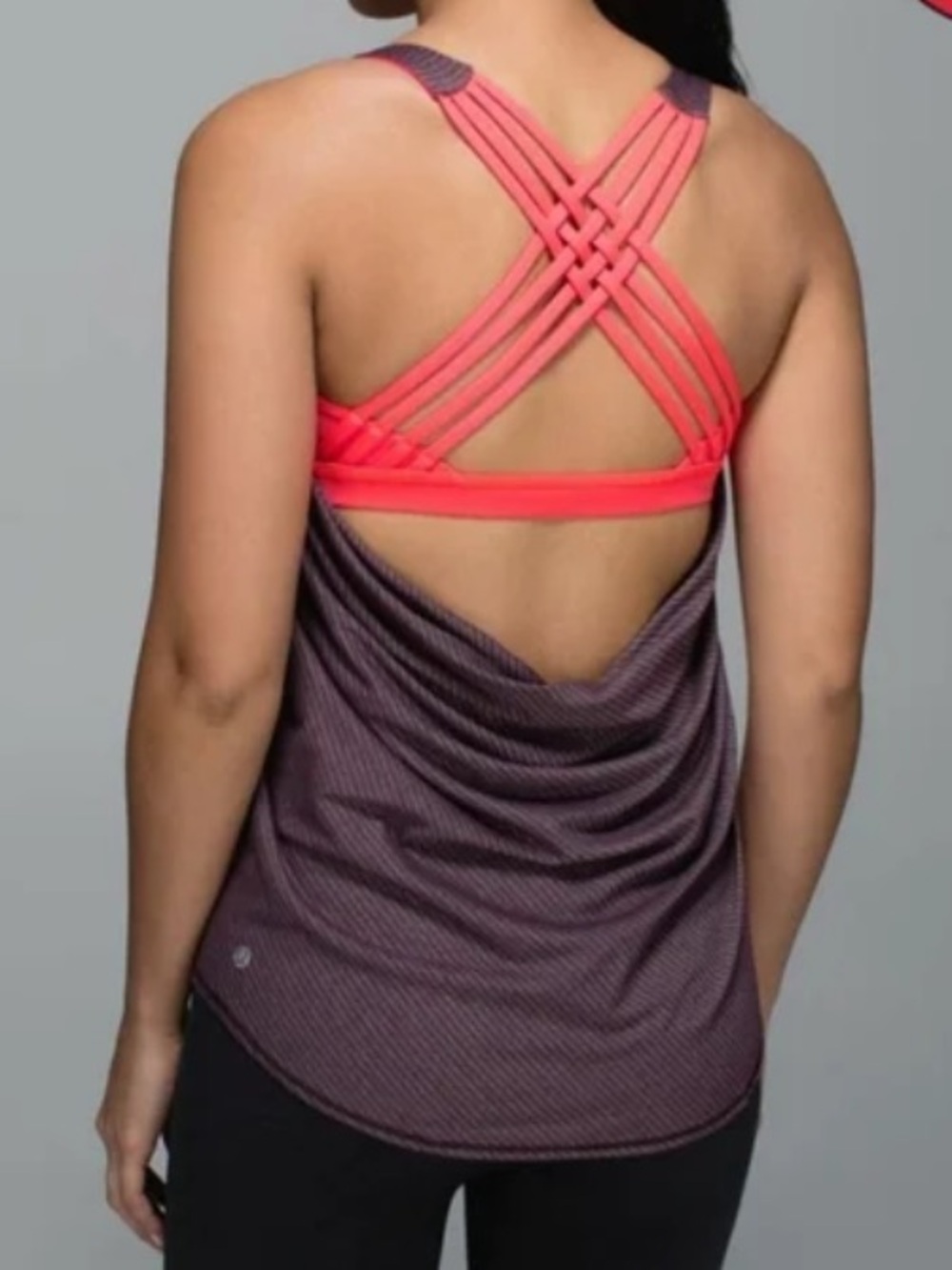 lululemon athletica Wild Tank in heathered plum with coral straps